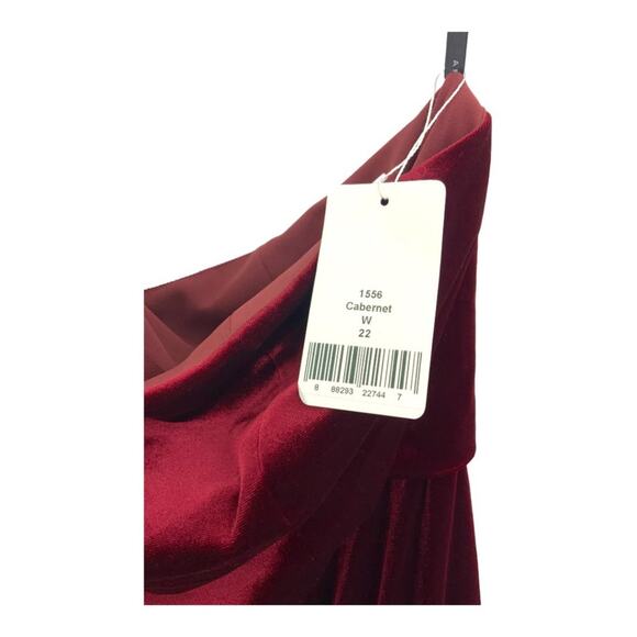 After Six One-Shoulder Cabernet Velvet Gown Size 22W NWT - Picture 3 of 7